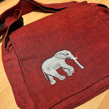Load image into Gallery viewer, Cotton Messenger Bag with Elephant - Orange