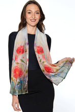 Load image into Gallery viewer, Aloka Cupro Floral Scarves: Sage & Indigo