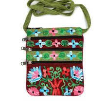 Load image into Gallery viewer, Embroidered Floral 5-Zip Crossbody Bag