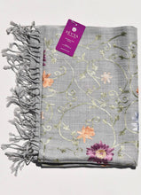 Load image into Gallery viewer, Gray Rajika Embroidered Floral Shawl