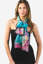 Load image into Gallery viewer, Aloka Cupro Floral Scarves: Sage & Indigo