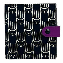 Load image into Gallery viewer, Slim Canvas Square Wallet - Cute Cat Print - Vegan Wallet : Black