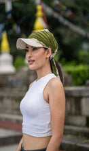 Load image into Gallery viewer, Green Stonewash Solid Color Cap with Headband | Tie at Back