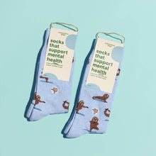 Load image into Gallery viewer, Socks that Support Mental Health | Blue Sloths: Medium