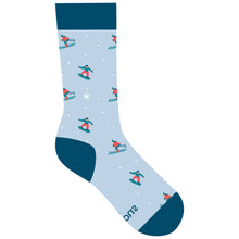 Load image into Gallery viewer, Socks that Support Youth Sports - Medium (Blue Skiers & Snowboarders)