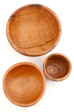 Load image into Gallery viewer, Set of Three Wild Olive Wood Condiment Bowls