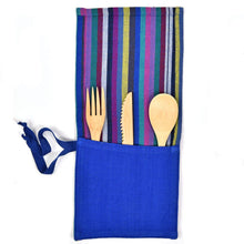 Load image into Gallery viewer, Zero Waste Artisan Made Utensil Wrap: Cobalt