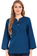 Load image into Gallery viewer, Jewel Tone Flax Linen Tunics: Denim Blue / S/M