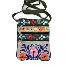 Load image into Gallery viewer, Embroidered Floral 5-Zip Crossbody Bag