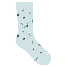 Load image into Gallery viewer, Socks that Give Books - Medium (Blue Travel)
