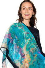 Load image into Gallery viewer, Aloka Cupro Floral Scarves: Sage & Indigo