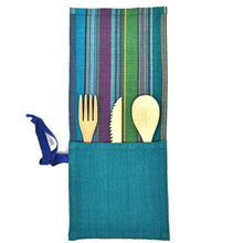 Load image into Gallery viewer, Zero Waste Artisan Made Utensil Wrap: Cobalt