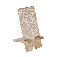 Load image into Gallery viewer, Vasai Mango Wood Phone Stand - Mandala *