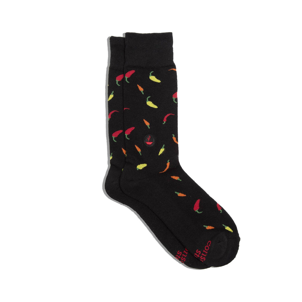 Socks that Provide Meals (Black Peppers) - Medium