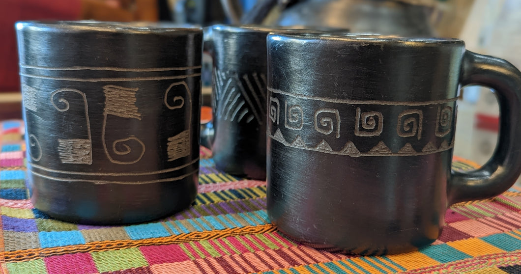 Black Ceramic Handled Mug w. Etching