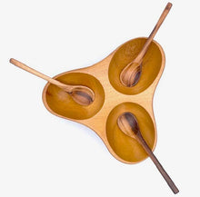 Load image into Gallery viewer, Tropical Hardwood Triangle Salsa Dish (Three cup)