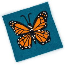 Load image into Gallery viewer, Monarch on Blue Square Felt Trivet