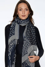 Load image into Gallery viewer, Kalya Wool &amp; Cotton Shawl: Black &amp; Silver

