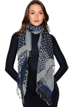 Load image into Gallery viewer, Kalya Wool &amp; Cotton Shawl - Blue Multi
