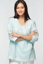 Load image into Gallery viewer, Ramani Embroidered Tops: White &amp; Purple / S/M
