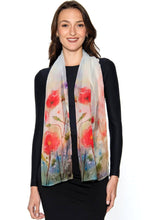Load image into Gallery viewer, Aloka Cupro Floral Scarves: Sage &amp; Indigo
