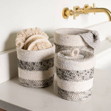 Load image into Gallery viewer, Dorakata Stitched Jute Basket with Lid
