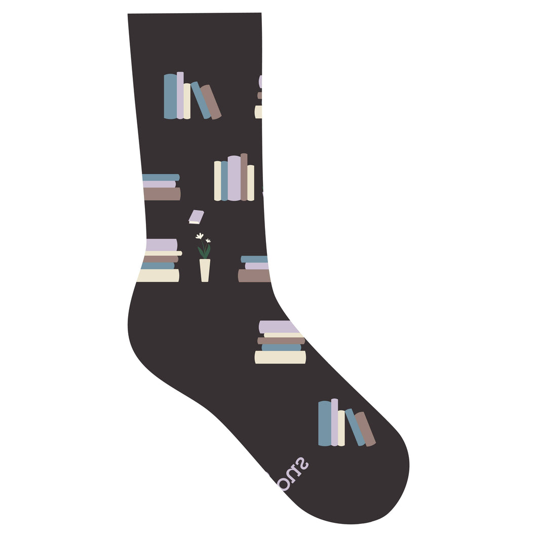 Socks that Give Books - Small (Gray Bookshelves)