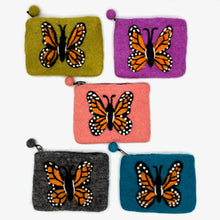 Load image into Gallery viewer, Monarch Butterfly Felt Coin Purse - Purple
