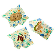 Load image into Gallery viewer, Reusable Beeswax Food Wrap Lunch Pack (1 Sandwich/2 Medium) - Under the Sea Print
