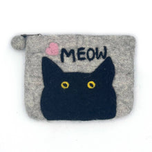 Load image into Gallery viewer, Cat's Meow Felt Coin Purse - Heather Gray

