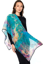 Load image into Gallery viewer, Aloka Cupro Floral Scarves: Sage &amp; Indigo
