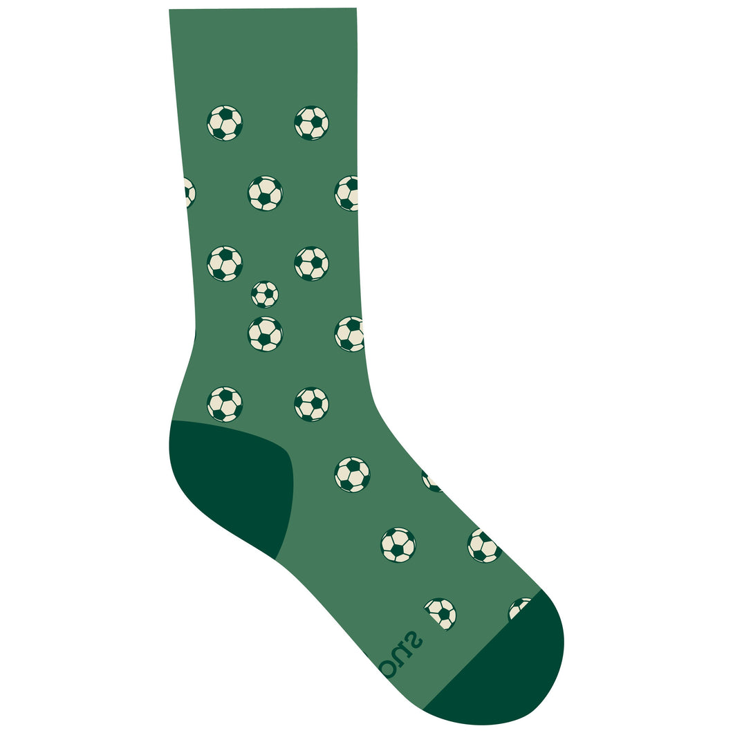 Socks that Support Youth Sports (Green Soccer Balls): Medium