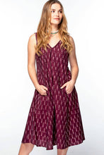 Load image into Gallery viewer, Ikat Handloom Dresses : Burgundy / L/XL
