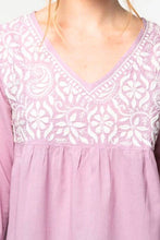 Load image into Gallery viewer, Ramani Embroidered Tops: White &amp; Purple / L/XL
