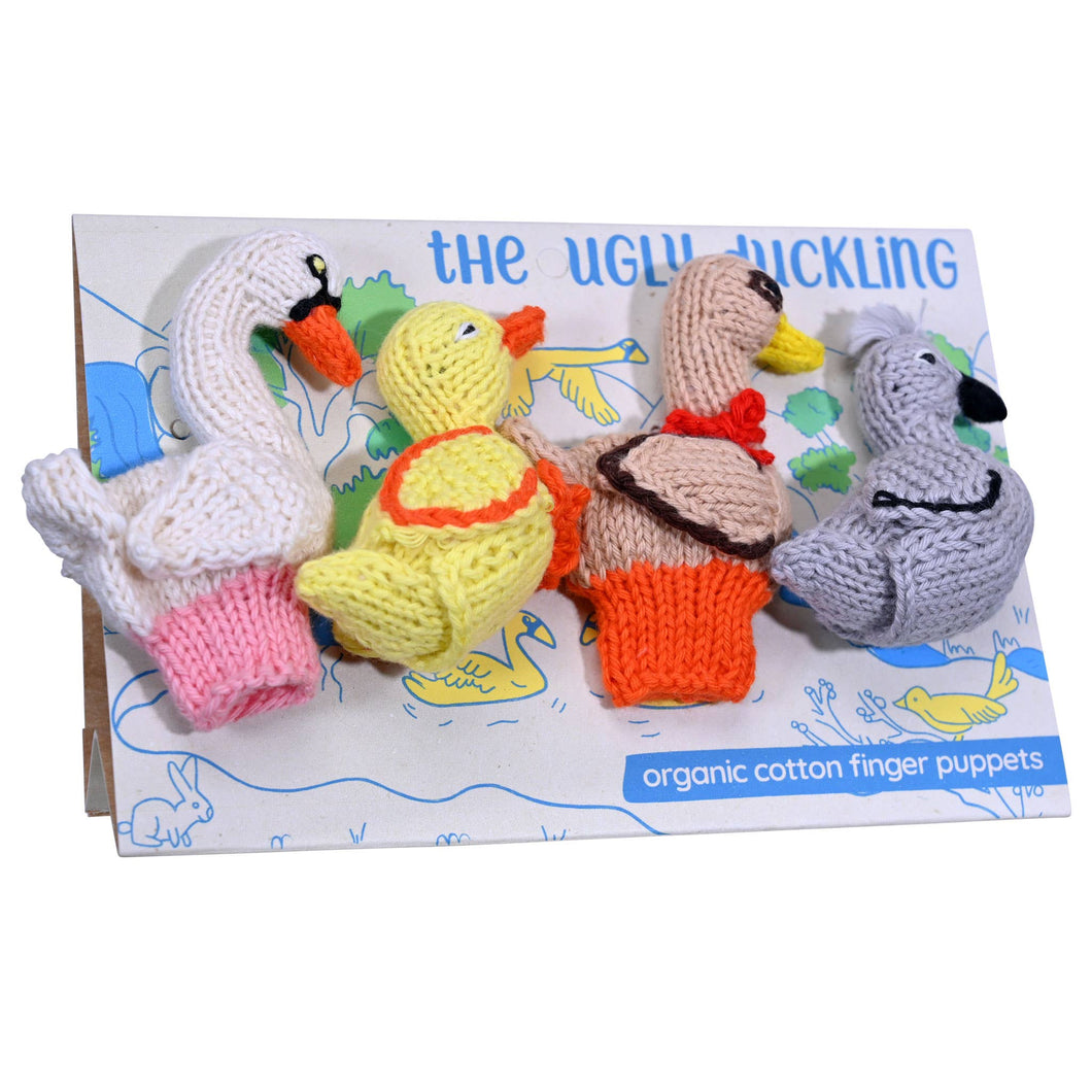 The Ugly Duckling Story Pack of 4 - Organic Cotton Finger Puppets - Storytelling Gift