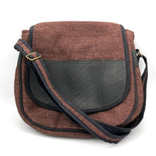 Load image into Gallery viewer, Vegan Recycled Inner Tube and Hemp Saddle Bag - Olive Crossbody Bag
