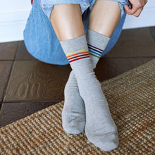 Load image into Gallery viewer, Socks that Save LGBTQ Lives (Alternating Rainbow Stripes) -  Medium
