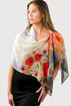 Load image into Gallery viewer, Aloka Cupro Floral Scarves: Sage &amp; Indigo
