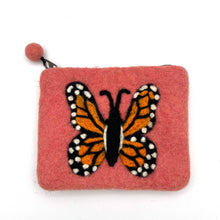 Load image into Gallery viewer, Monarch Butterfly Felt Coin Purse: Blue
