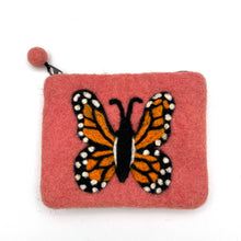 Load image into Gallery viewer, Monarch Butterfly Felt Coin Purse - Purple
