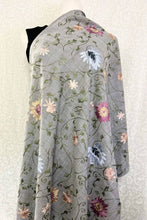 Load image into Gallery viewer, Gray Rajika Embroidered Floral Shawl

