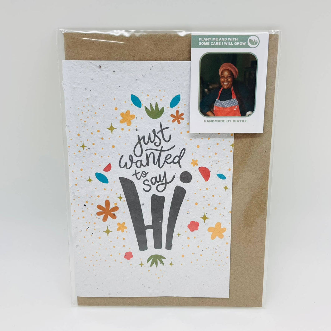 Growing Paper greeting card - Say Hi: Plastic Sleeve