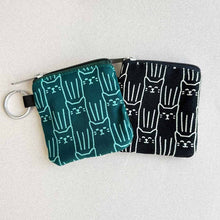 Load image into Gallery viewer, Fabric Earbuds Case  - Earbuds Holder - Cat Print Mini Pouch: Black Cats
