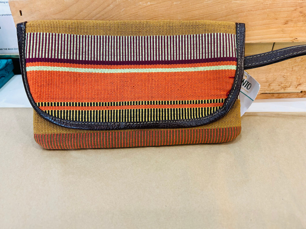 Woven Clutch w/ Leather Border