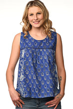 Load image into Gallery viewer, Pavitra Block Print Sleeveless Tops: Sky Blue / L/XL
