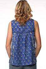 Load image into Gallery viewer, Pavitra Block Print Sleeveless Tops: Sky Blue / S/M
