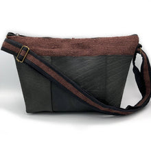 Load image into Gallery viewer, Vegan Recycled Inner Tube and Hemp Sling Bag - Olive

