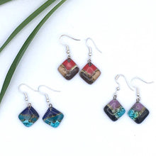 Load image into Gallery viewer, Small Diamond Glass Earrings
