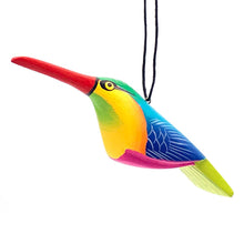 Load image into Gallery viewer, Whimsical Hummingbird Balsa Ornament
