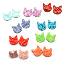 Load image into Gallery viewer, Colorful Ceramic Cat Stud Earrings - Fair Trade &amp; Handmade
